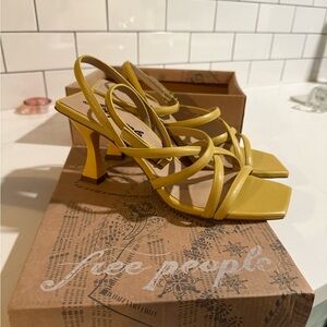 Free People Yellow Strappy Heels